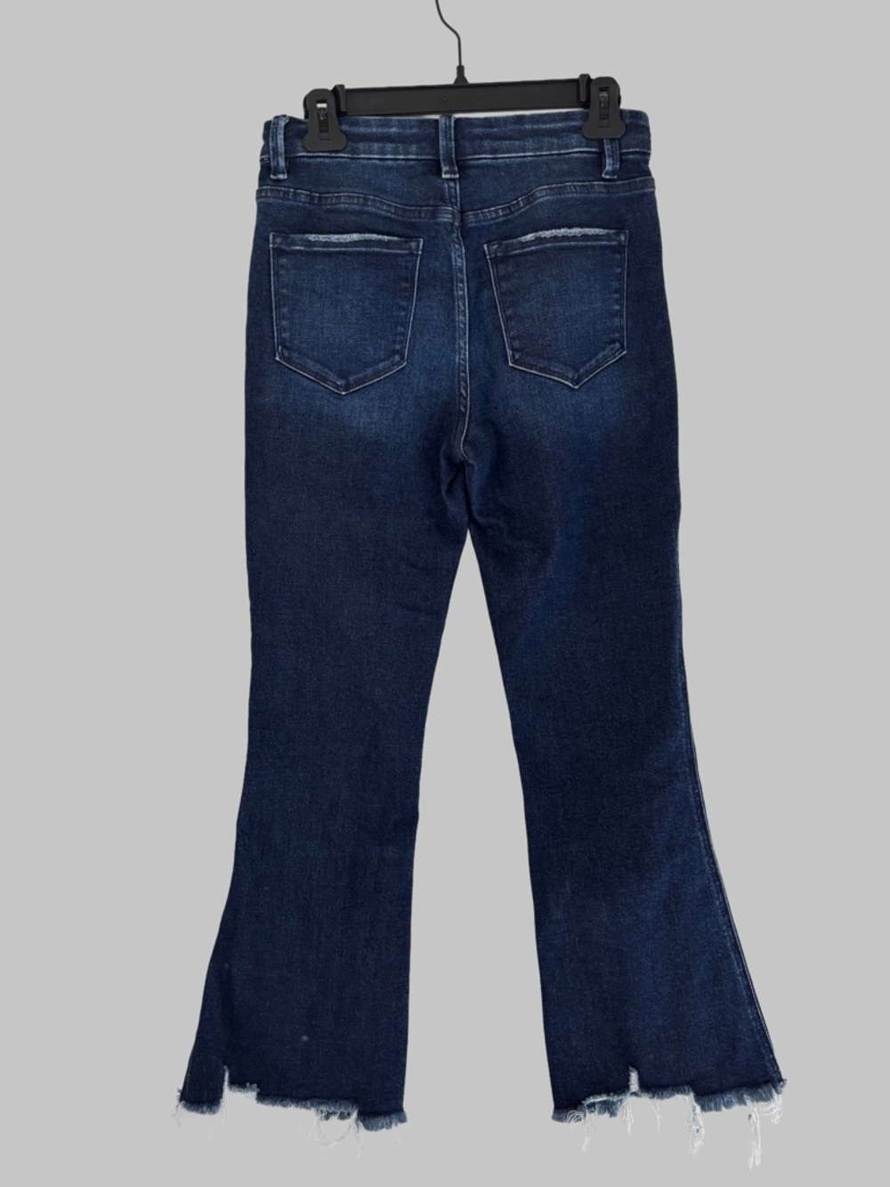 Flying Monkey High Rise Cropped Flare Jeans Dark Wash Raw Hem Size 27 - Picture 4 of 10